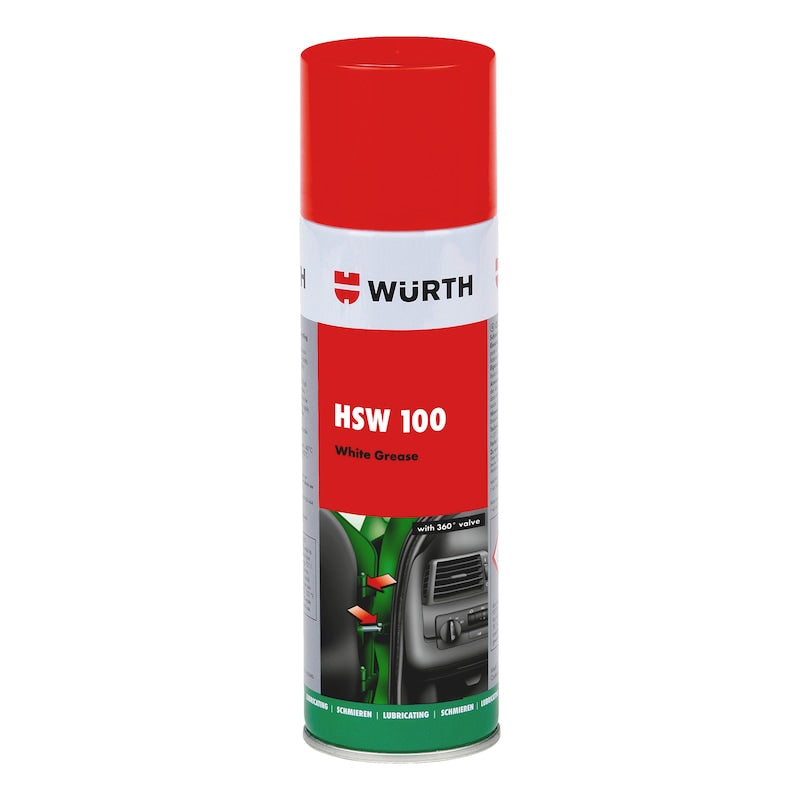 Würth HSW 100, biały smar półstały w sprayu do rolek bieżnych bramy